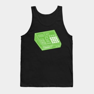 Beat Maker (White Lines + Apple Green Drop Shadow) Analog / Music Tank Top